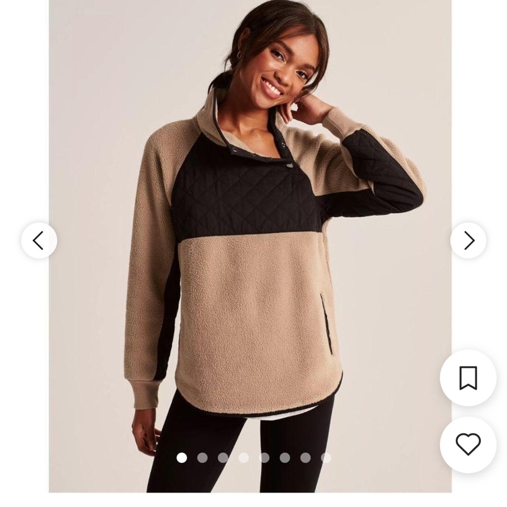 Abercrombie & Fitch Asymmetrical Snap-Up Fleece in Brown/Black